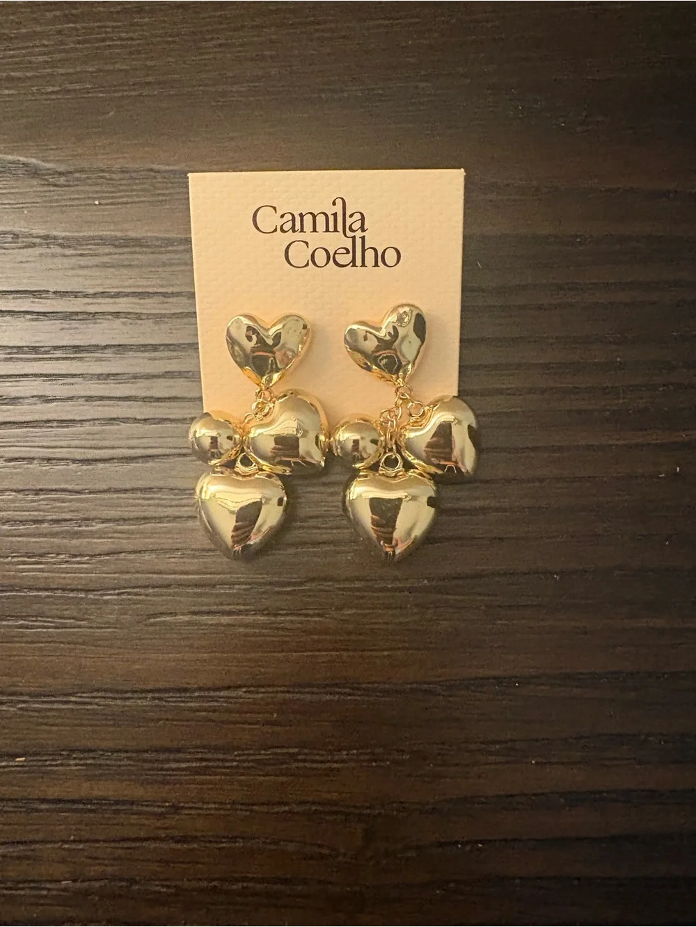 NEW Camila Coelho Gold Heart Drop Earrings